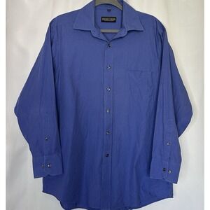 Donald J Trump Signature Collection Button Shirt Men 16.5 32/33 Solid Royal Blue